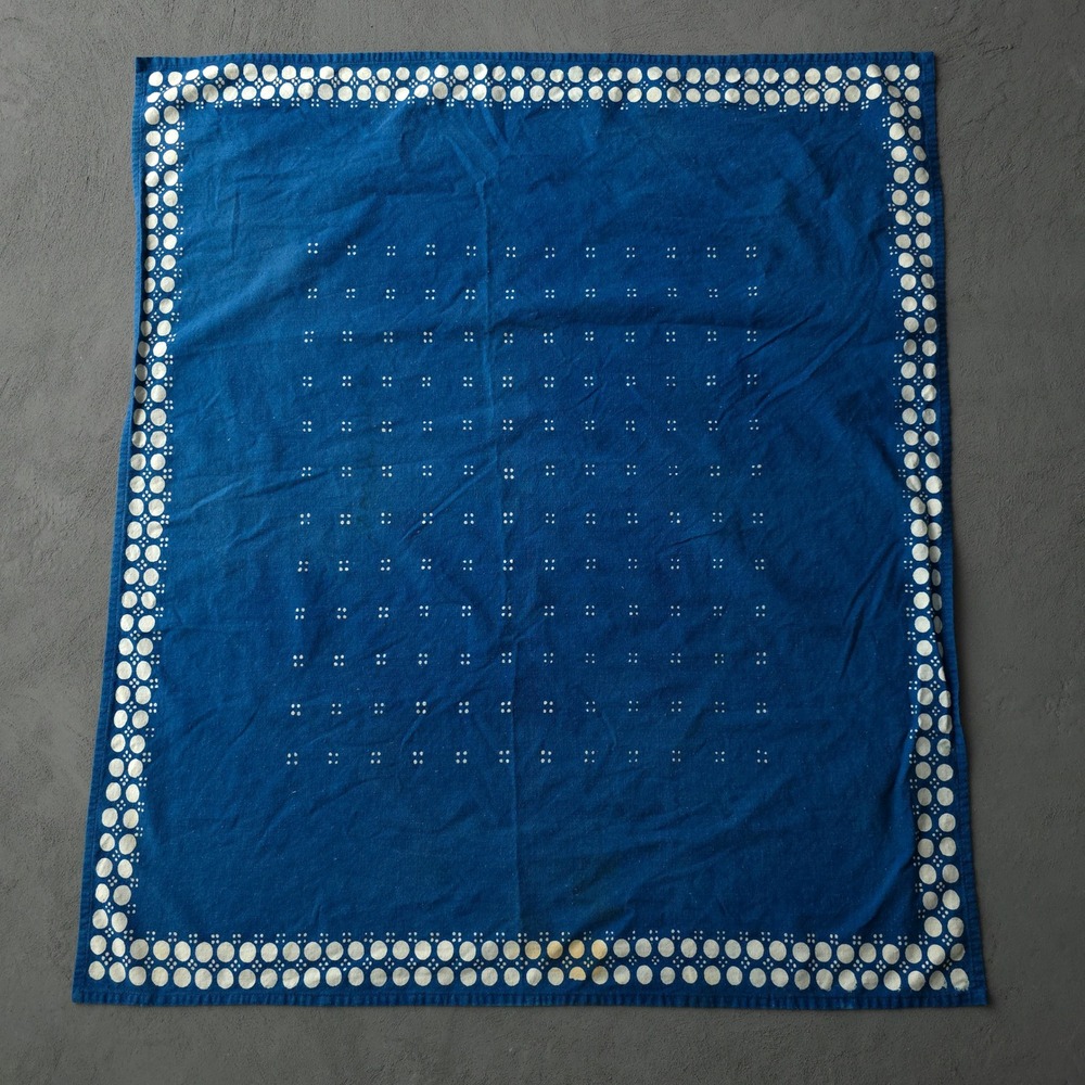 Vintage Blue Bandana OS Polka Dot Made in USA